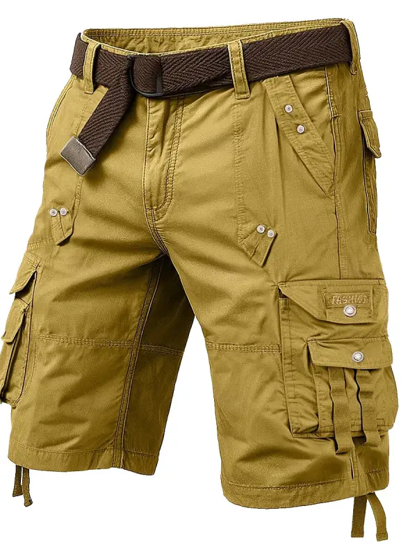 Men's Vintage Multi-Pocket Tactical Casual Workwear Cargo Shorts - Pragmaace.com 