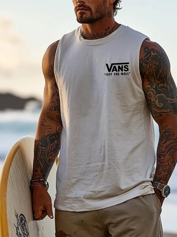 Vans Men's Vintage Surfing Oversized Print Tank Top - Menbarn.com 