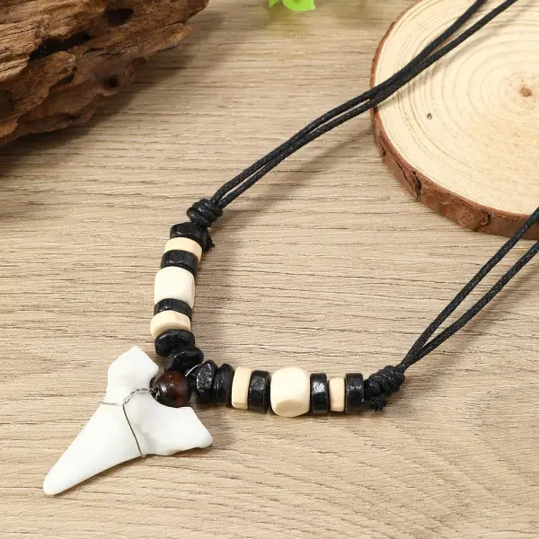 Retro-Style Summer Holiday Surfing Fashion And Individual Wooden Bead Shark Tooth Men'S And Women'S Necklaces - Wayrates.chimpone.com 