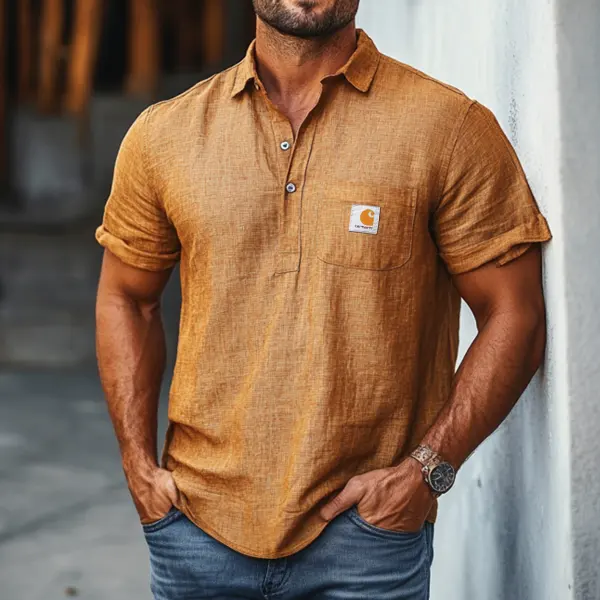 Men's Vintage Cotton And Linen Large Pockets Long Sleeve Casual Shirt - Wayrates.chimpone.com 