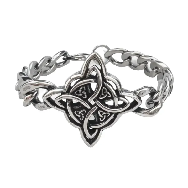 Retro-Style Celtic Knot Skull Stainless Steel Cuban Bracelet, Cross Punk Men'S Accessory - Wayrates.chimpone.com 
