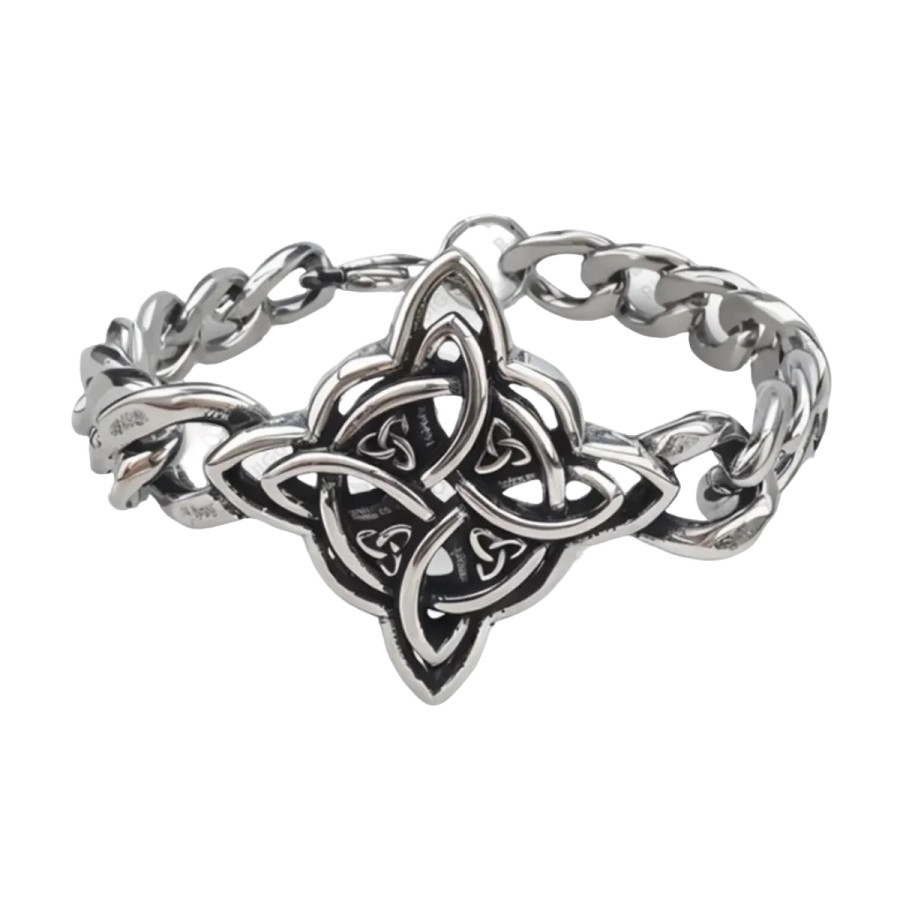 

Retro-Style Celtic Knot Skull Stainless Steel Cuban Bracelet Cross Punk Men'S Accessory