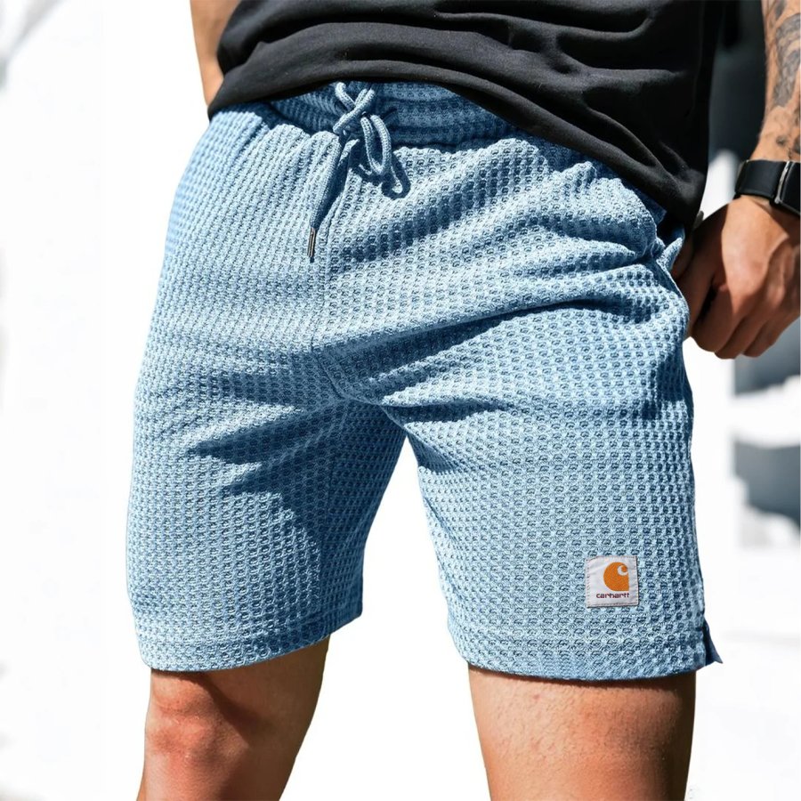 

Men's Vintage Waffle Knit Surf Elastic Drawstring Shorts