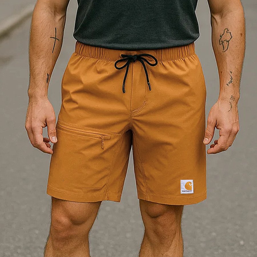 

Men's Woven Fabric Casual Drawstring Shorts With Adjustable Waistband And Side Pockets