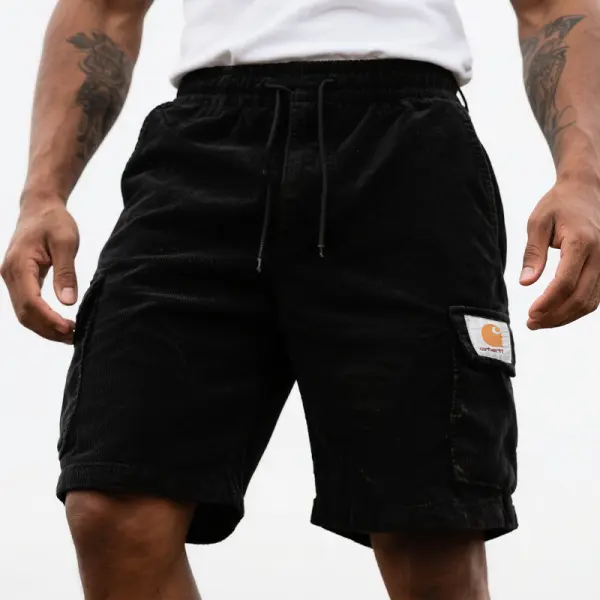 Men's Corduroy Cargo Surfing Skateboard Shorts With Drawstring Waist - Wayrates.com 