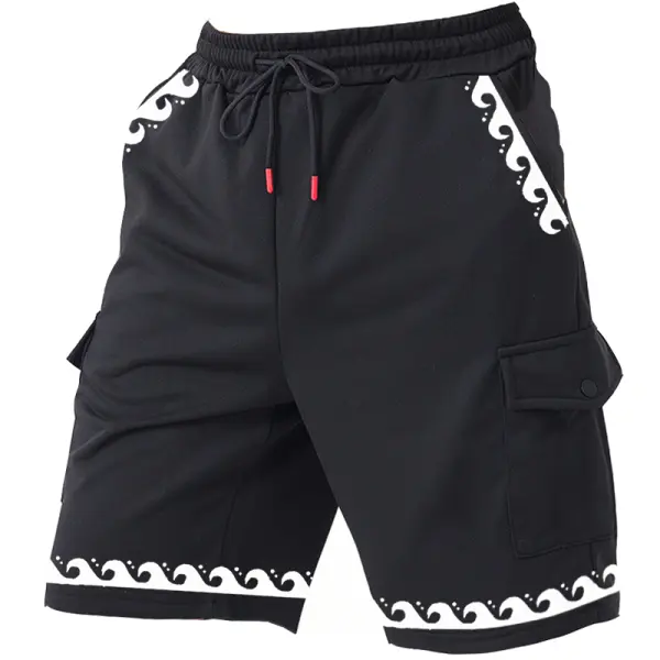 Men's Wave Pattern Pockets Shorts - Wayrates.com 