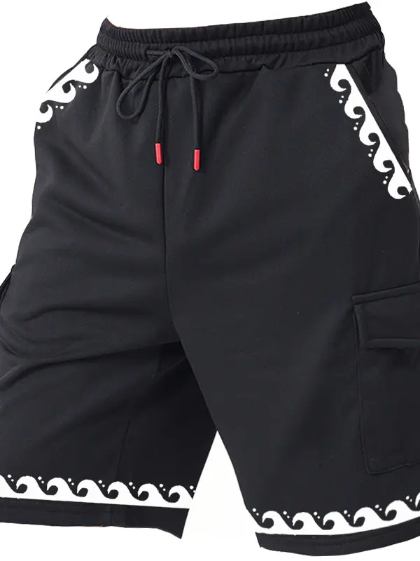 Men's Wave Pattern Pockets Shorts - Menwyx.com 