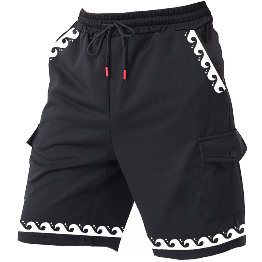 

Men's Wave Pattern Pockets Shorts
