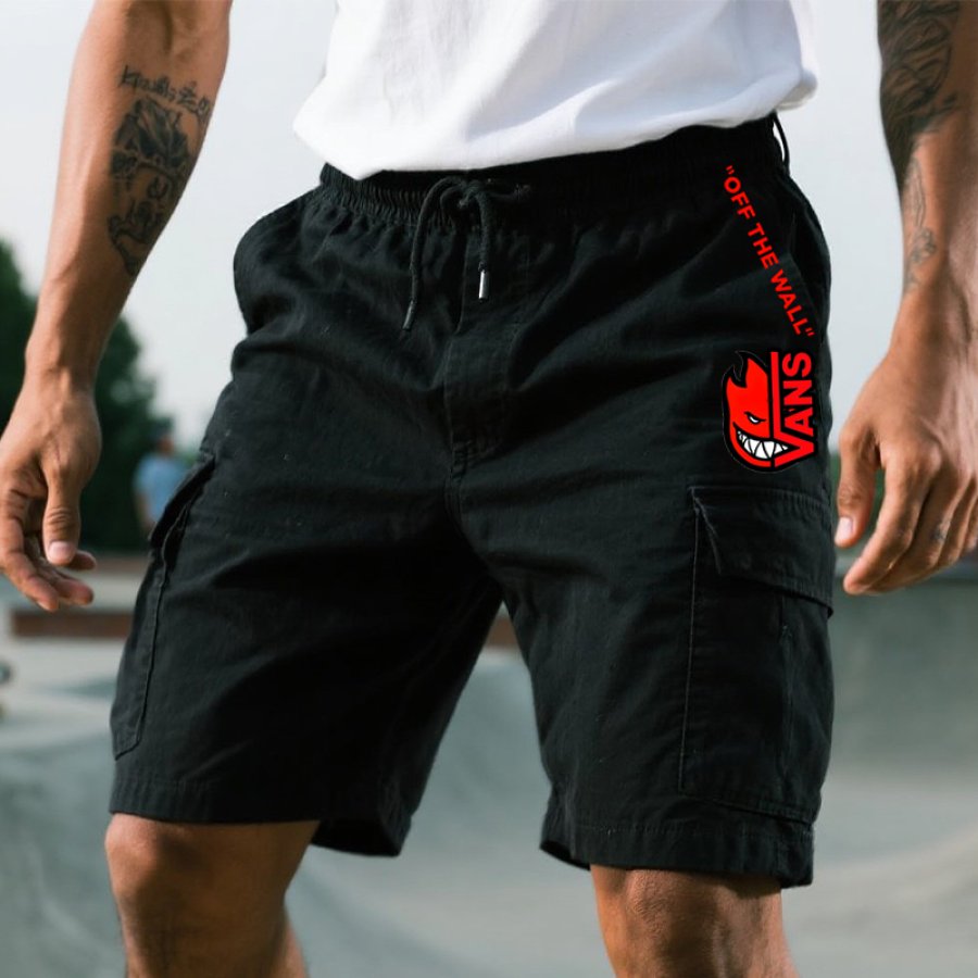 

Men's Vintage Cargo Shorts With Off The Wall Logo For Summer Surfing Skateboard Shorts