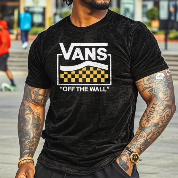 Men's Vintage Off The Wall Print T-Shirt - Wayrates.com 