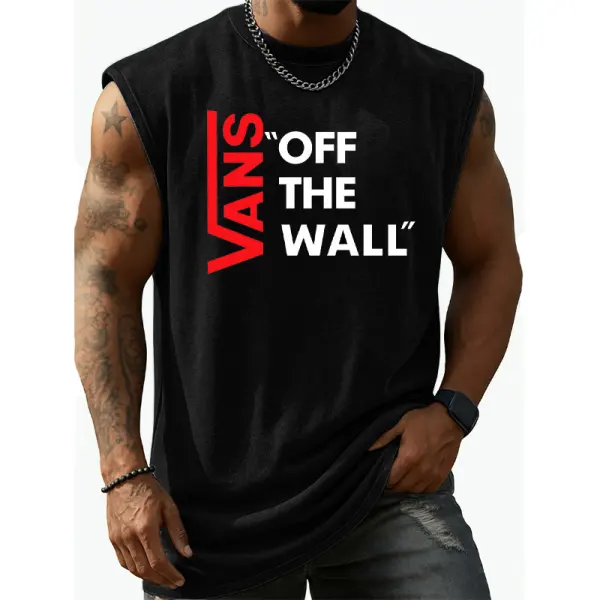 Men's Vintage Off The Wall Graphic Print Tank Top - Wayrates.com 