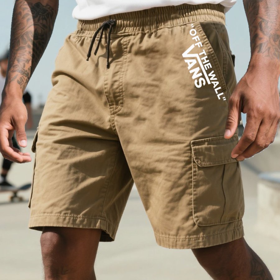 

Men's Vintage Cargo Surfing Skateboard Shorts Khaki