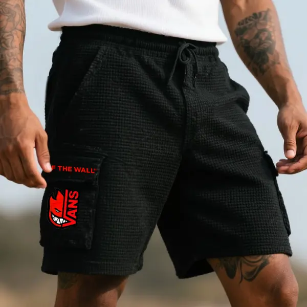 Men's Waffle Texture Surfing Skateboard Cargo Shorts With Side Pockets - Wayrates.com 