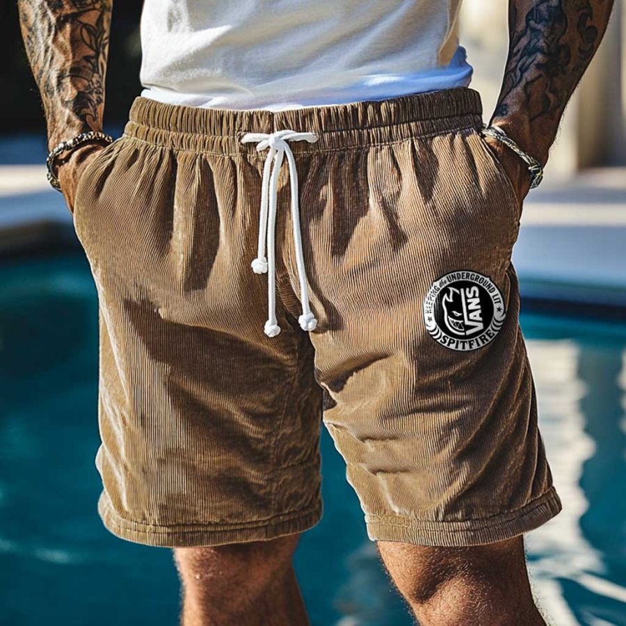 

Men's Surfing Skateboard Shorts Corduroy Elastic Drawstring Boardshorts