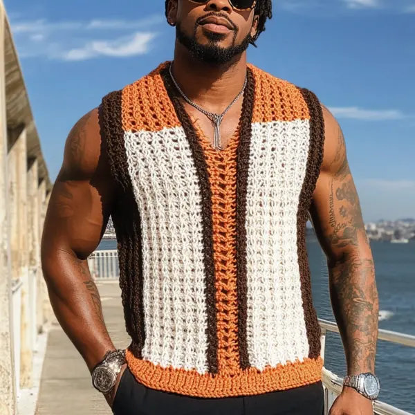 Men's Colorful Crochet Vest For A Stylish Look - Rabclub.com 