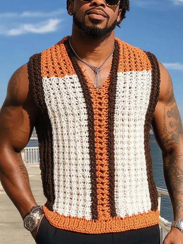 Men's Colorful Crochet Vest For A Stylish Look - Menwyx.com 