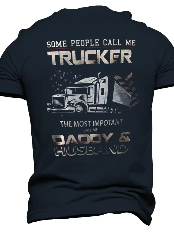 Trucker Festival Trucker Daddy & Husband T-Shirt - Perfect Gift For Family-Oriented Drivers - Pragmaace.com 