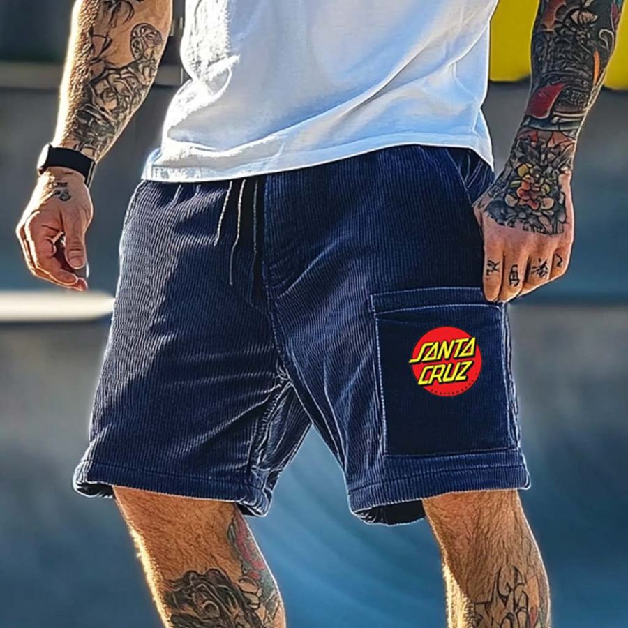 

Men's Surfing Skateboard Shorts Corduroy Santa Elastic Drawstring Boardshorts