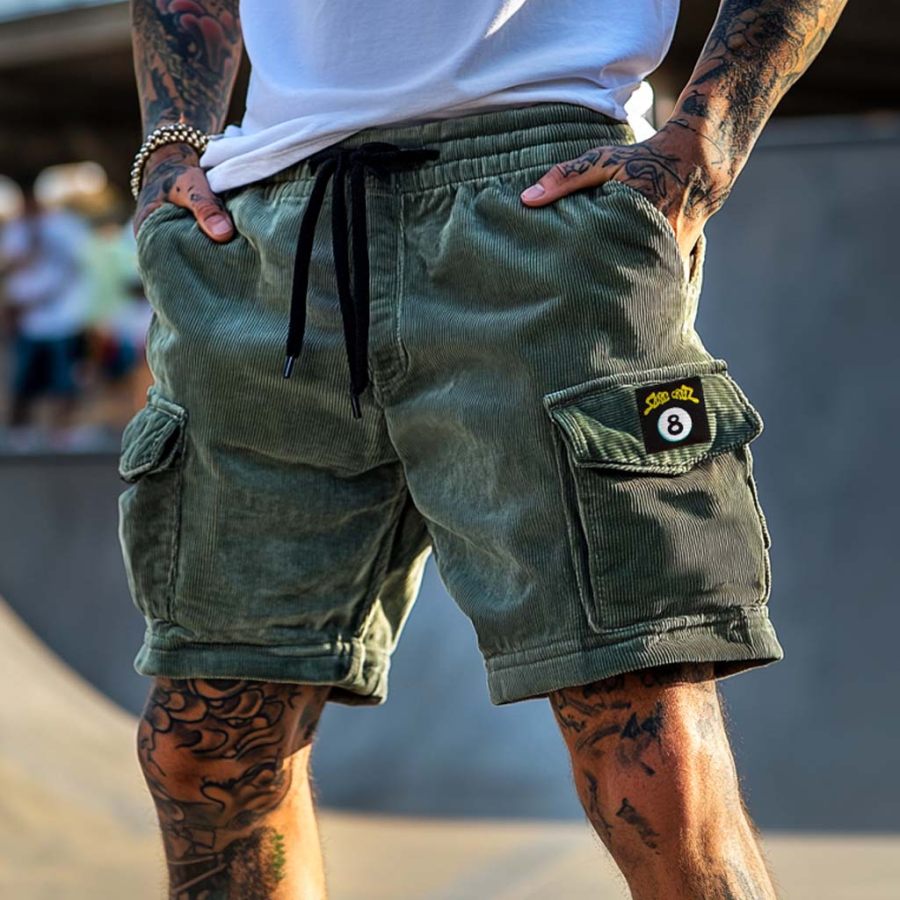 

Men's Surfing Skateboard Shorts Corduroy Santa Multi-Pocket Elastic Drawstring Boardshorts