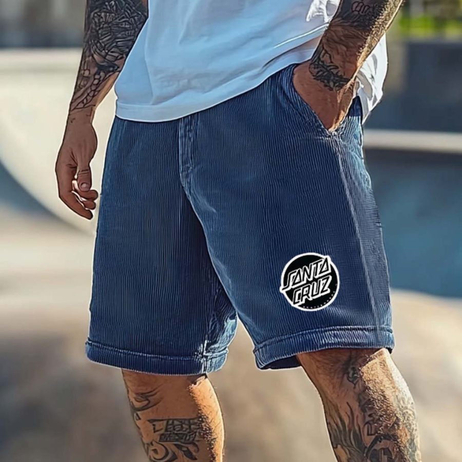 

Men's Surfing Skateboard Shorts Corduroy Santa Elastic Drawstring Boardshorts