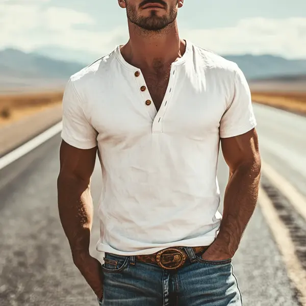Stylish Henley T-Shirt For Men - Perfect For Casual Summer Outfits - Wayrates.com 