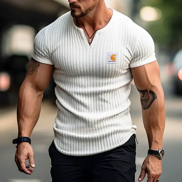 Carhartt Men's Casual Ribbed V-Neck Short Sleeve Tee For Summer - Wayrates.com 