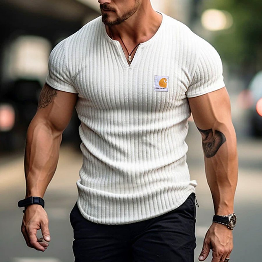 

Carhartt Men's Casual Ribbed V-Neck Short Sleeve Tee For Summer