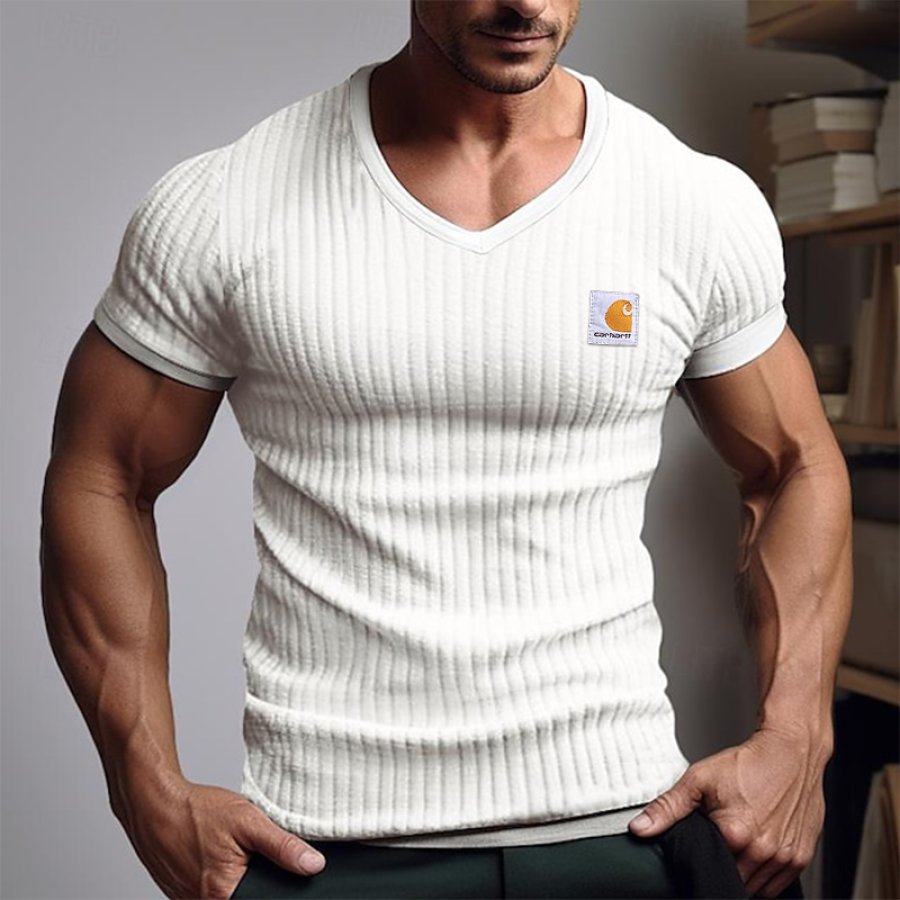 

Carhartt Men's V-Neck Ribbed T-Shirt - Perfect For Casual And Fitness Wear