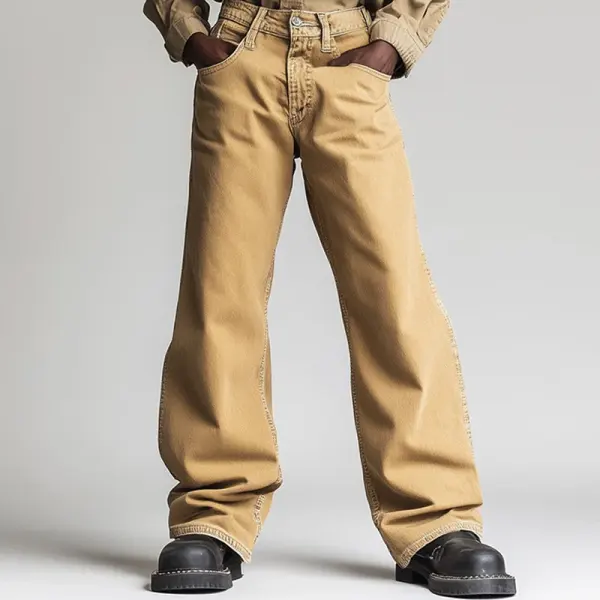 Wide-Leg Khaki Work Pants For Men - Perfect For Casual And Work Wear - Wayrates.com 
