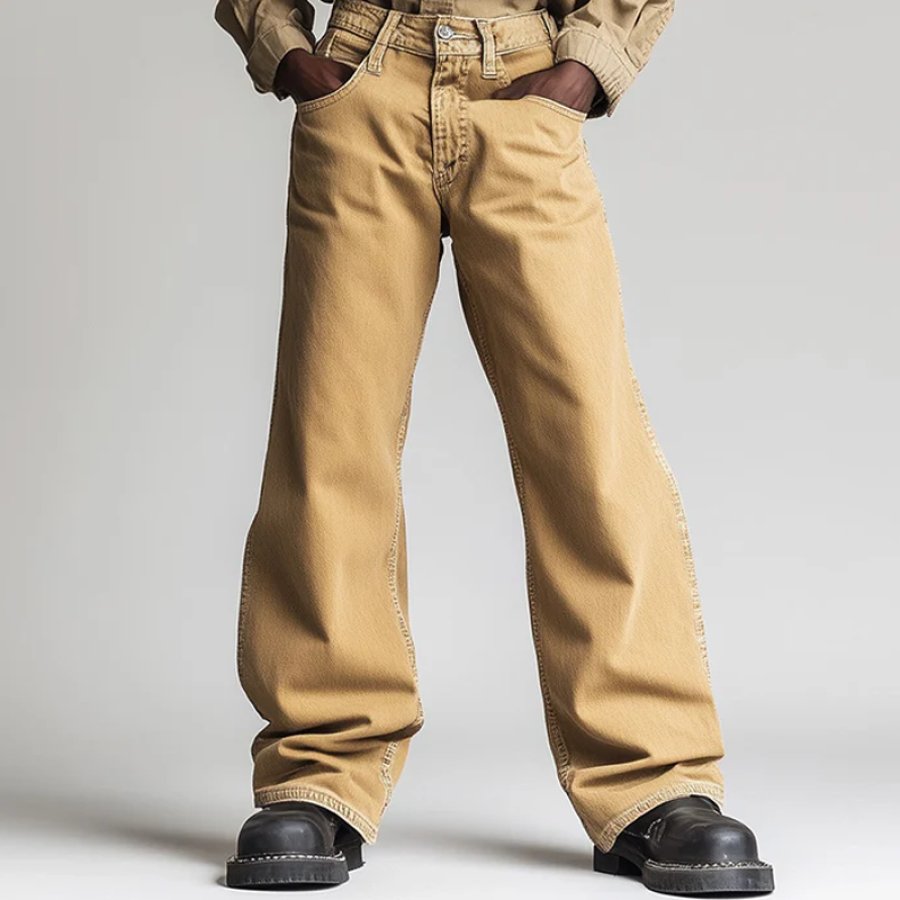 

Wide-Leg Khaki Work Pants For Men - Perfect For Casual And Work Wear