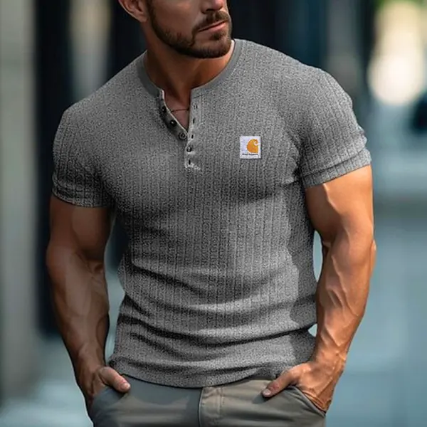 Carhartt Men's Casual Gray Henley T-Shirt - Perfect For Summer And Everyday Wear - Wayrates.com 