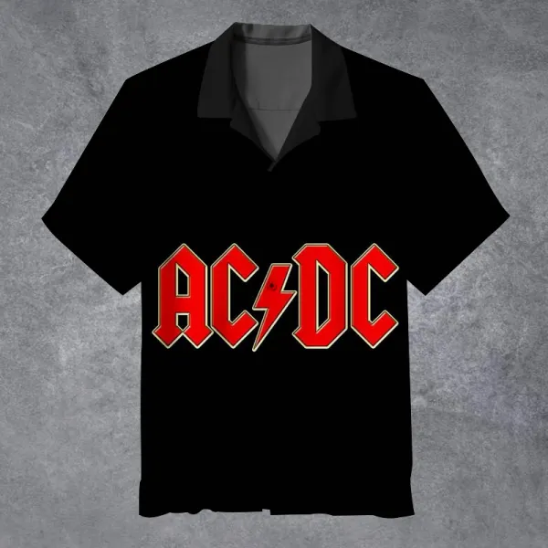 Men's Vintage Rock Band Cuban Collar Short Sleeve Shirt - Cotosen.chimpone.com 