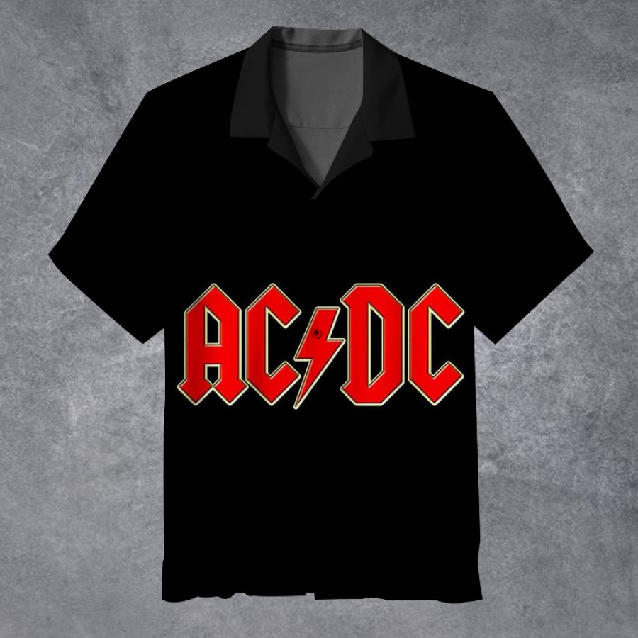 

Men's Vintage Rock Band Cuban Collar Short Sleeve Shirt