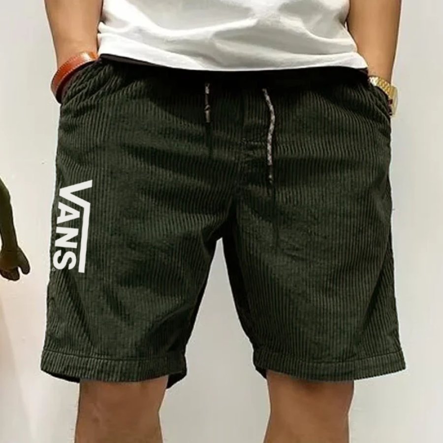 

Blackish Green Stylish Corduroy Shorts For Men - Perfect For Casual Summer Outfits