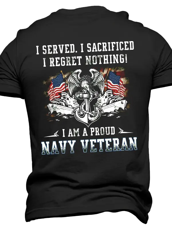 Proud Navy Veteran T-Shirt - Patriotic Graphic Tee For Men - Pragmaace.com 