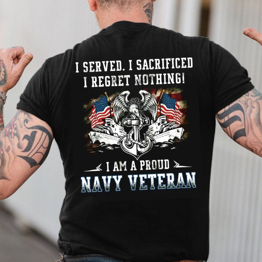 

4th of July Outfits Proud Navy Veteran T-Shirt - Patriotic Graphic Tee For Men