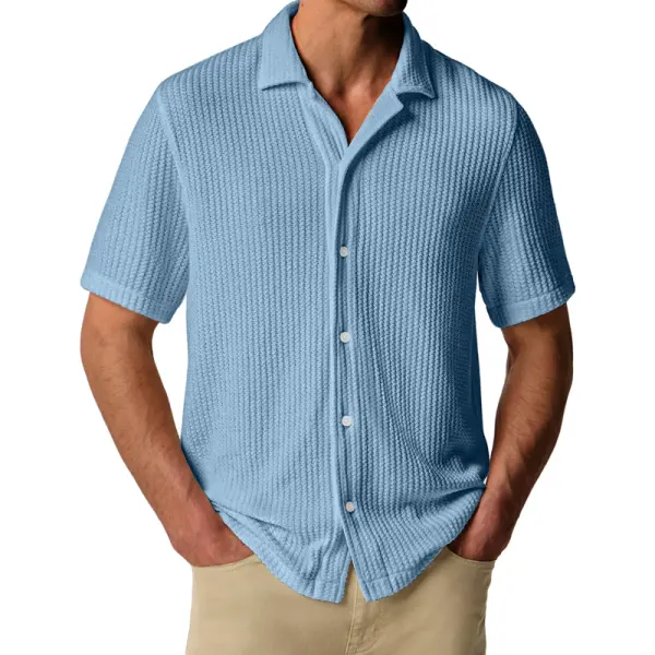 Stylish Short-Sleeve Button-Up Shirt For Men - Perfect For Summer Outings - Elementnice.com 