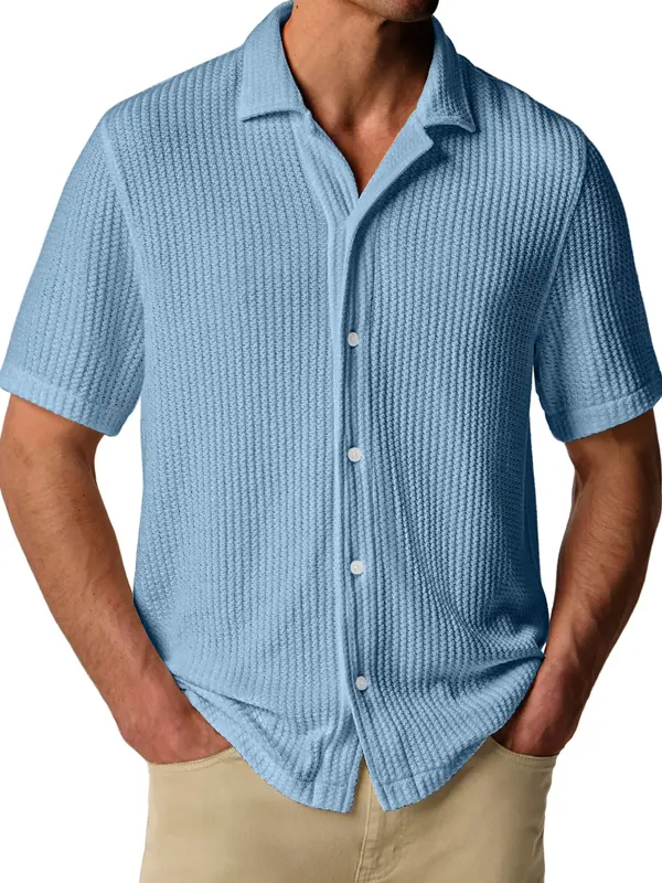 Stylish Short-Sleeve Button-Up Shirt For Men - Perfect For Summer Outings - Menwyx.com 