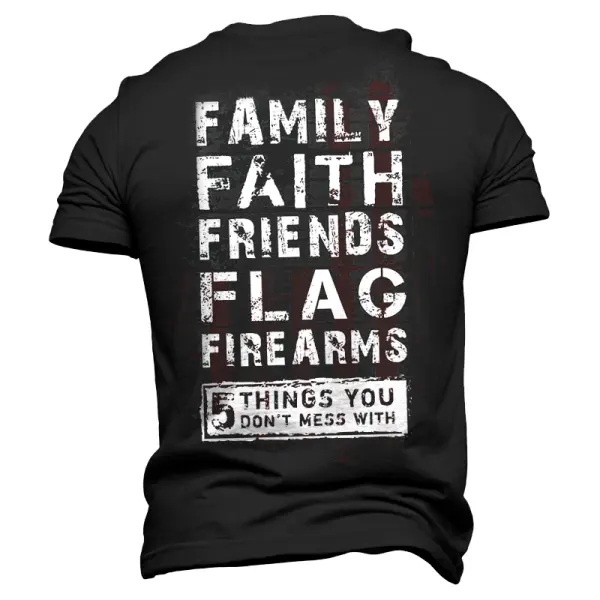 Family Faith Friends Flag Firearms T-Shirt - Essential Graphic Tee For Everyday Wear - Cotosen.chimpone.com 