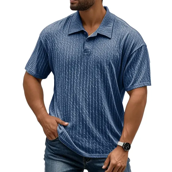 Men's Stylish Striped Polo Shirt - Perfect For Casual And Outdoor Activities - Elementnice.com 