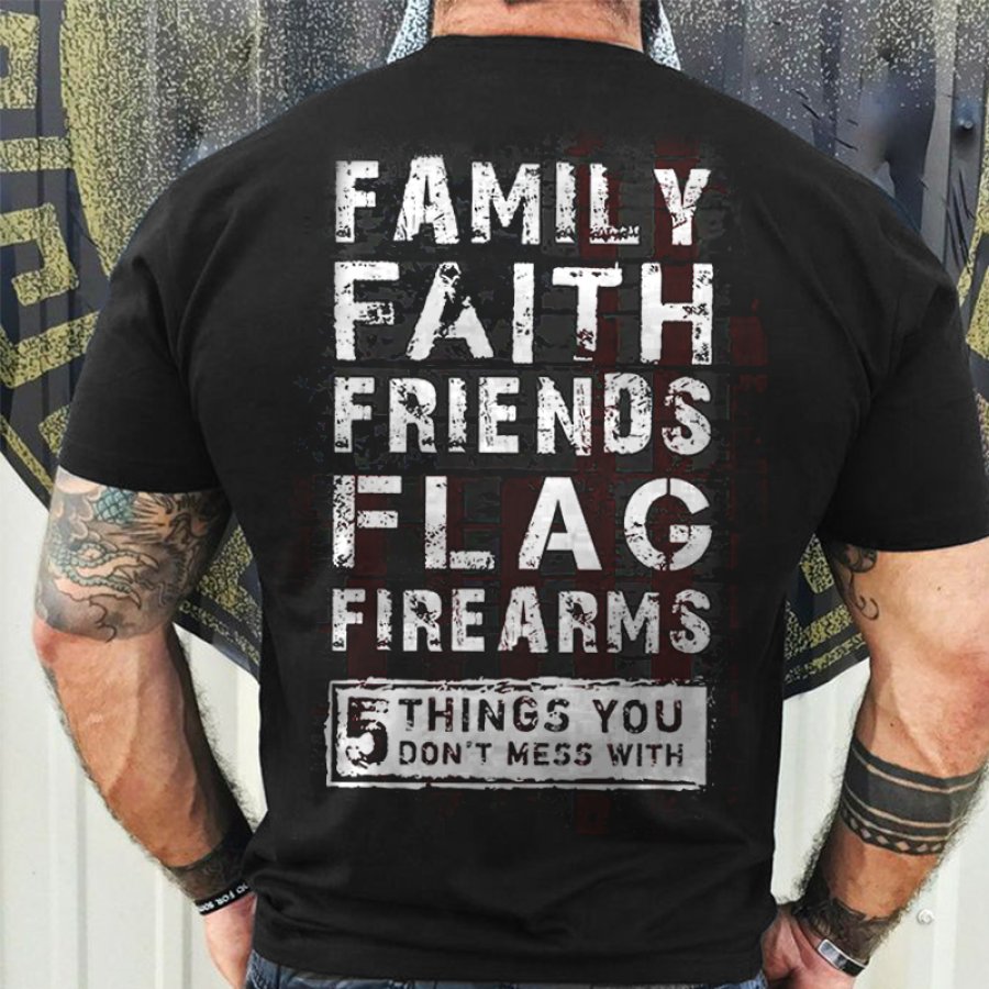 

4th of July Outfits Family Faith Friends Flag Firearms T-Shirt - Essential Graphic Tee For Everyday Wear