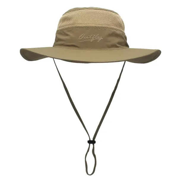 Wide Brim Sun Hat Mesh Bucket Hat Lightweight Bonnie Hat With Adjustable Chin Strap UV Protection Beach Hat - Wayrates.com 