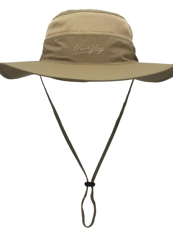 Wide Brim Sun Hat Mesh Bucket Hat Lightweight Bonnie Hat With Adjustable Chin Strap UV Protection Beach Hat - Menwyx.com 