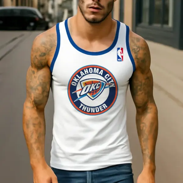 Men's Basketball Team Logo Tank Top - Perfect For Sports Fans And Casual Wear - Elementnice.com 
