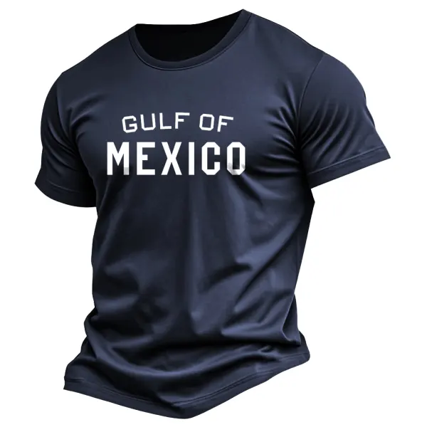 Men's Vintage Gulf Of Mexico Print Cotton Short Sleeve T-Shirt - Menzfolk.com 