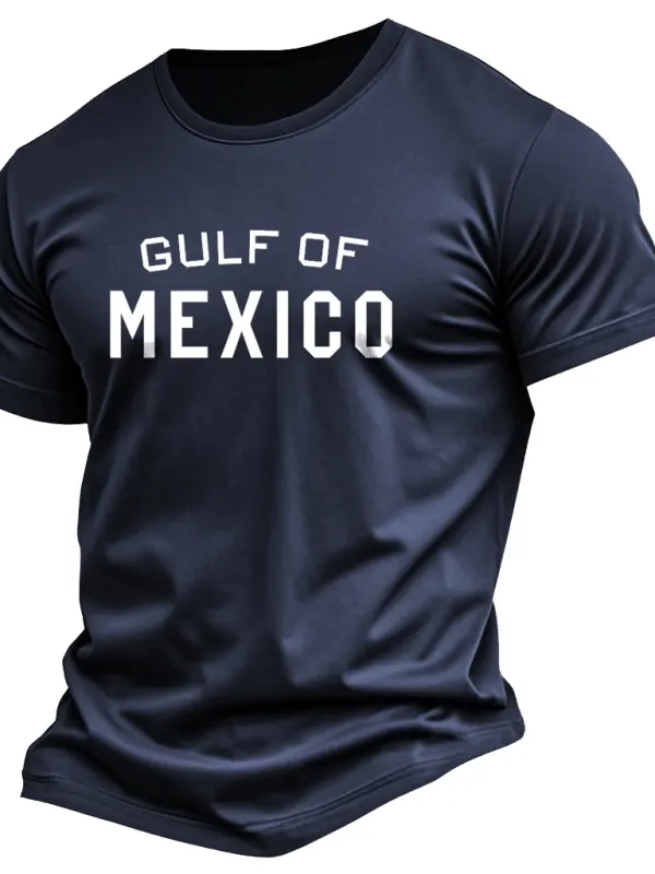 Men's Vintage Gulf Of Mexico Print Cotton Short Sleeve T-Shirt - Simplyion.com 