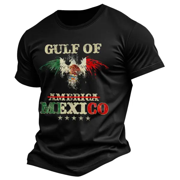 Men's Vintage Gulf Of Mexico Est 1550 Eagle Print Cotton Short Sleeve T-Shirt - Menzfolk.com 