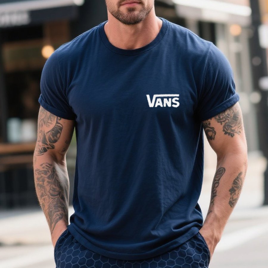 

Men's Vintage Graphic Print Surfing T-Shirt Navy Blue