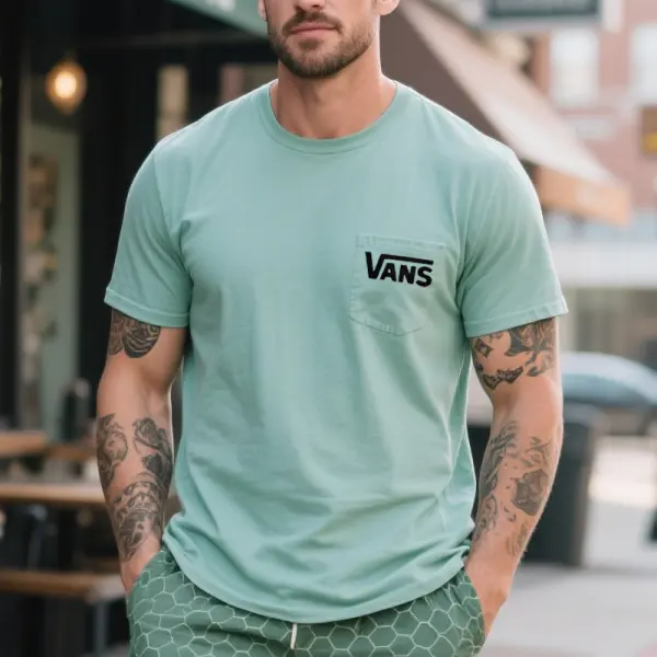 Men's Casual Crew Neck T-Shirt Surfing Streetwear Mint Green - Wayrates.com 