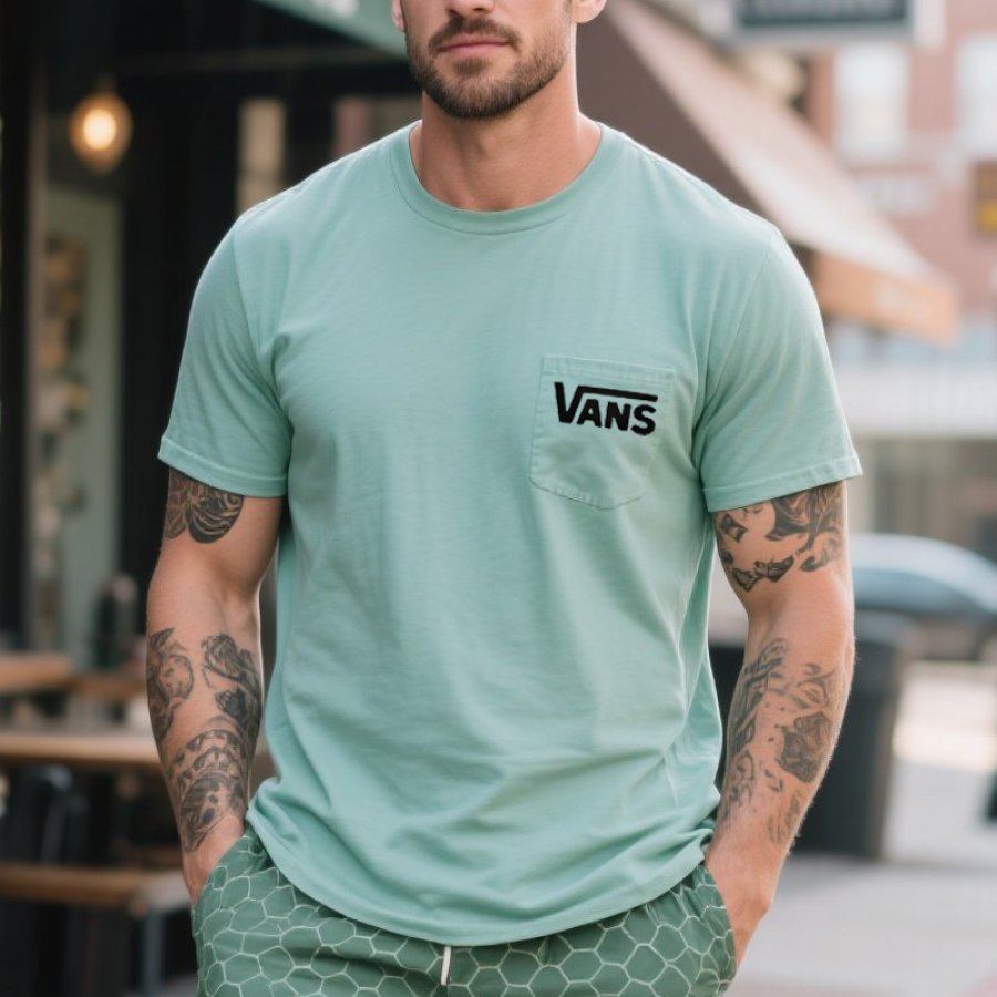 

Men's Casual Crew Neck T-Shirt Surfing Streetwear Mint Green